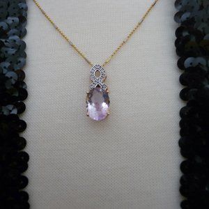 Rose de France pendant w/diamonds on a gold chain